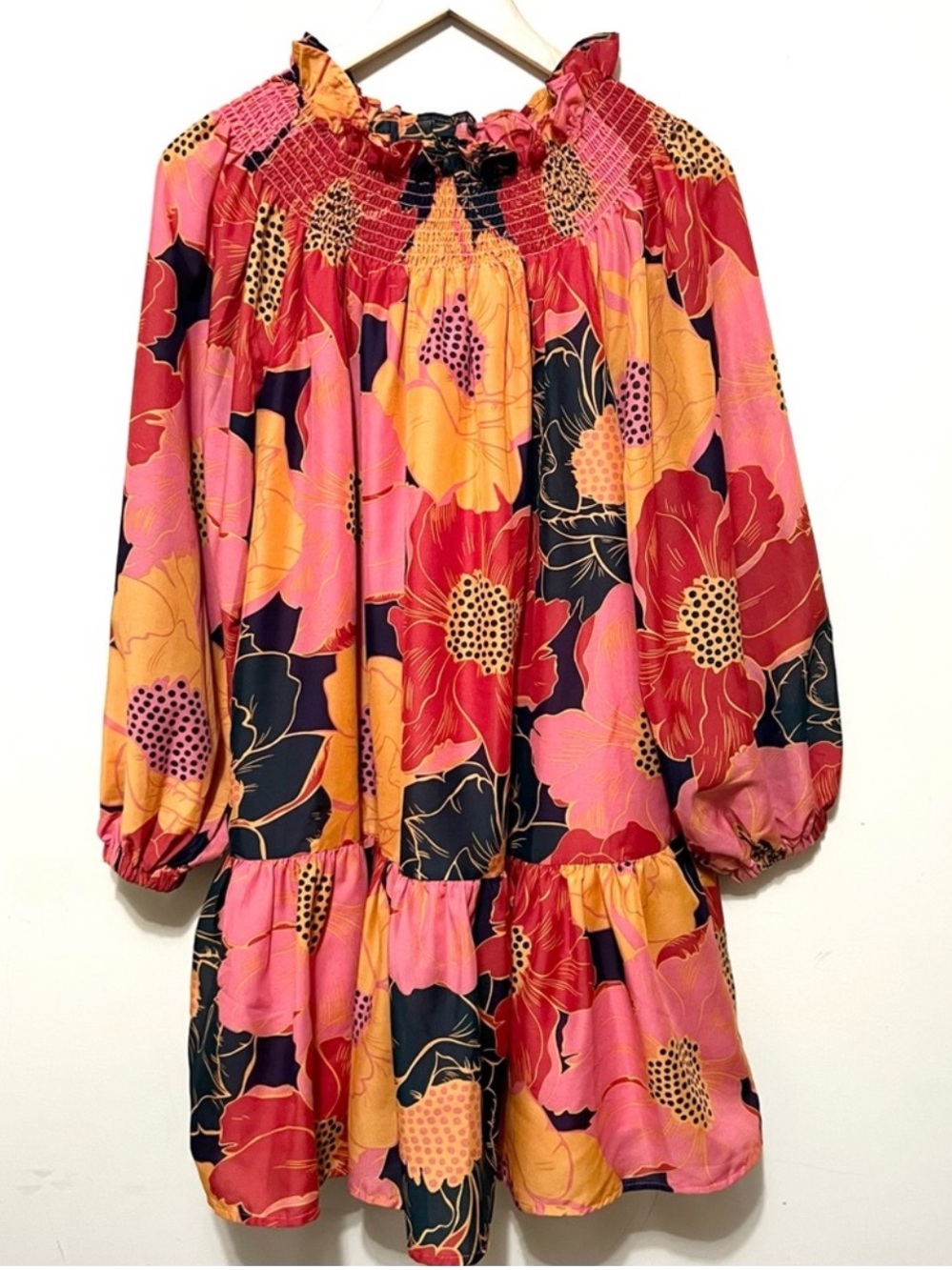 J Marie Floral Smocked Neck Dress